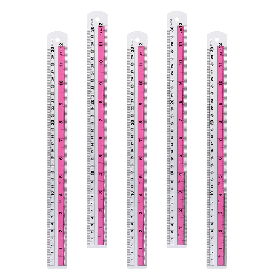 Fniiva 2/5/10PCS 30cm Professional Aluminum Alloy Straight Ruler Colorful Ruler Measuring Tapes Handle Tools