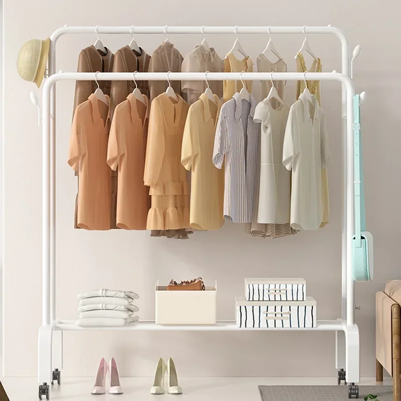 

Place Saving Clothes Rack Wheels Portable Shelfs Clothes Hanger Coat Rack Living Room Moveis Para Casa Hallway Furniture