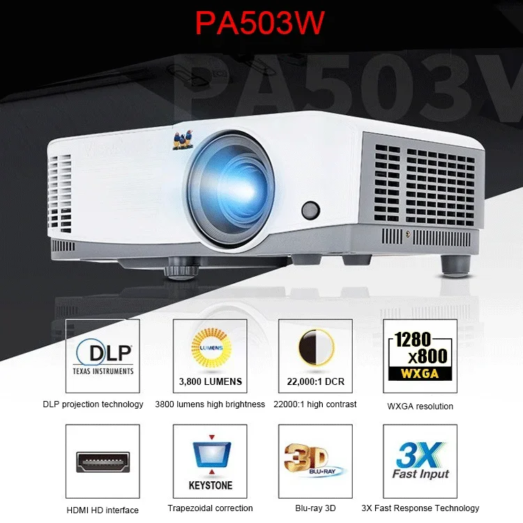 ViewSonic PA503W 3800 Lumens WXGA Lamp Education Projector