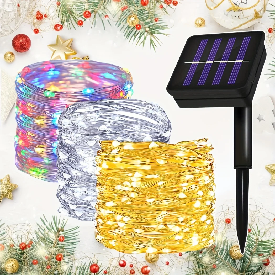 

LED solar light waterproof, 8 modes, multi-color copper wire light, suitable for courtyards, gardens, Christmas