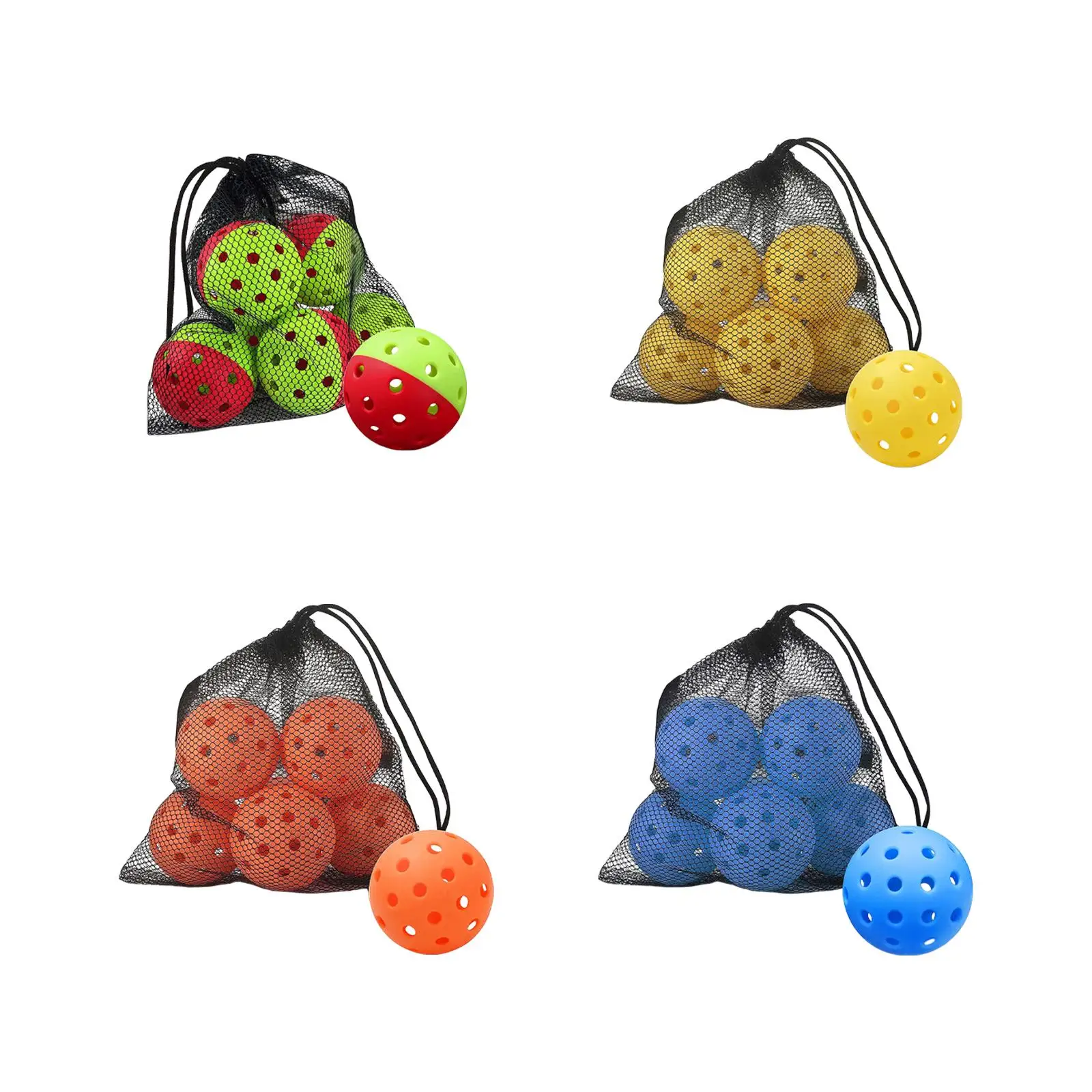 6 Pieces Pickleball Balls Outdoor s Competition Ball 74mm with Mesh Bag for Tennis/Wood/concrete Courts Professional Perfomance