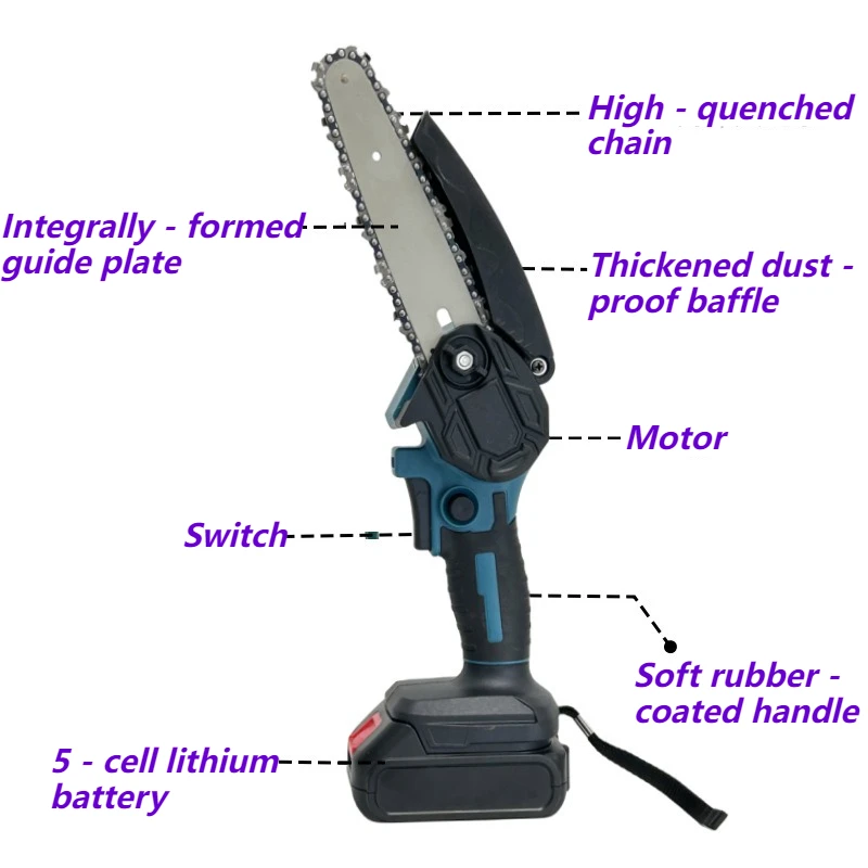 Haushalt Handheld Lithium Batterie elektrische Kettensäge manuelle Säge elektrische Säge wiederaufladbare Holzbearbeitung Protokollierung