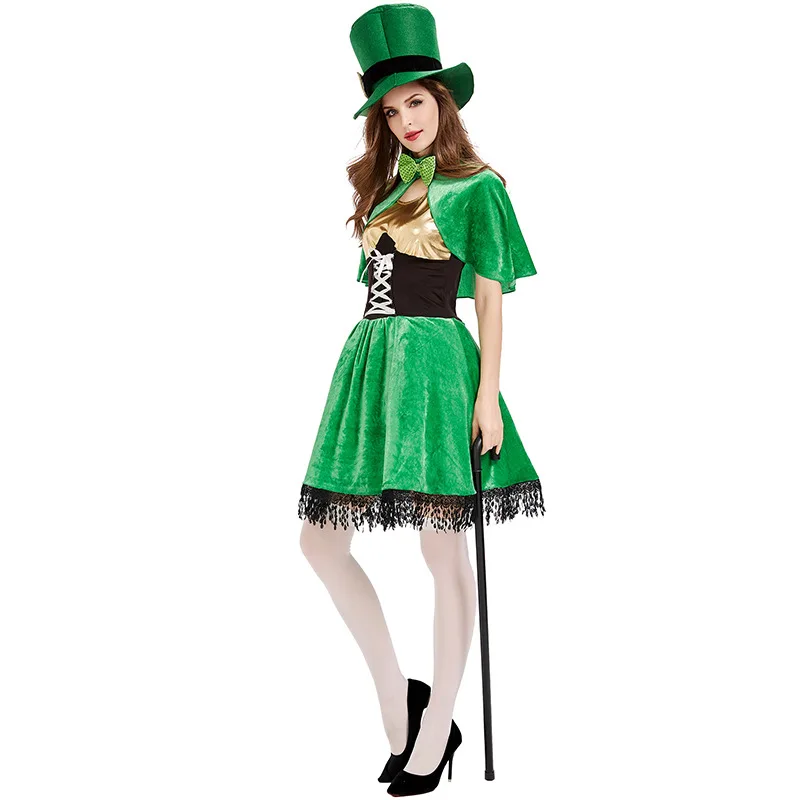 St Patri's Dayenn الجنية القزم أداء زي loween المرأة الجنية تأثيري الزي المرحلة العرقية ارتداء بدلة للسيدات