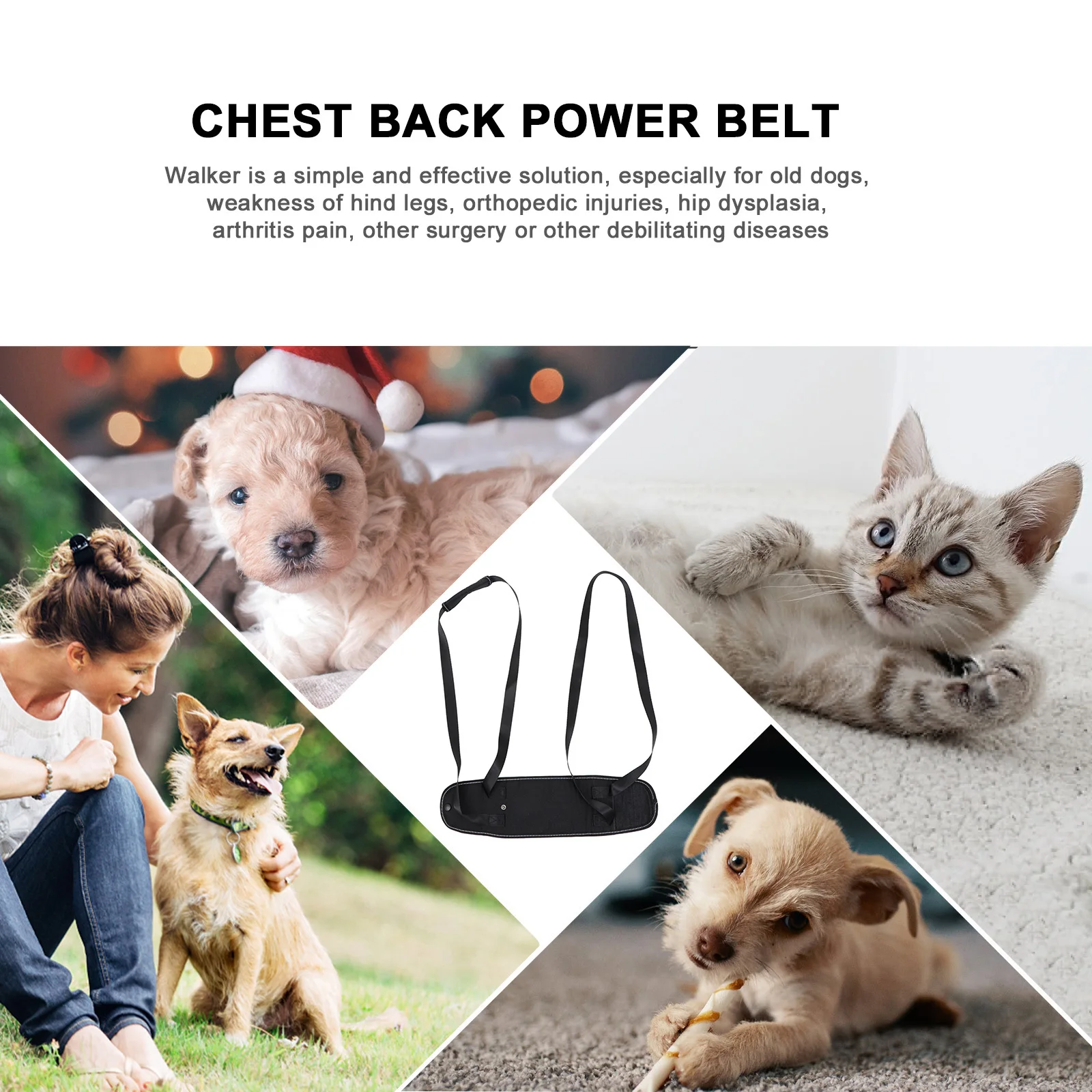 

Pet Rear Harness Dog Support Lift Adjustable Handle Comfortable Carry Stabilizer for Old Disabled Dogs Walking Vehicle Aid