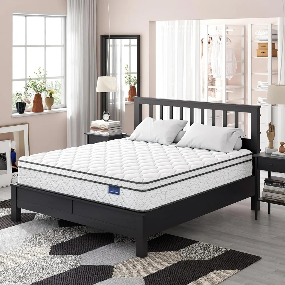 

Queen Mattress, 12 Inch Hybrid Mattress with Memory Foam & Pocket Spring, Ergonomic Design Medium Firm Feel Mattress in A Box