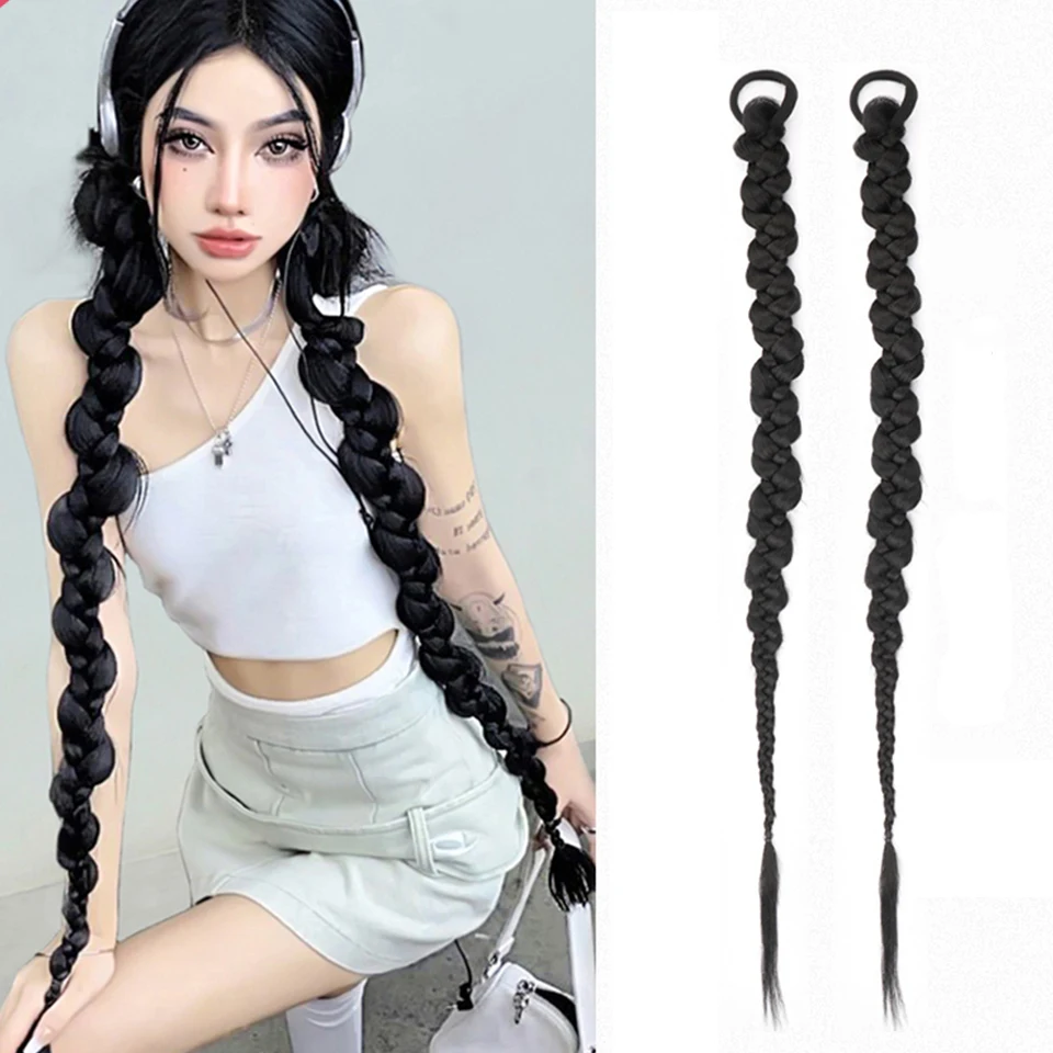 Twist Braid Wig Synthetic Braiding Ponytail Hair Extensions Female Twist Boxing Braid Dirty Braid New Chinese Style Ponytail