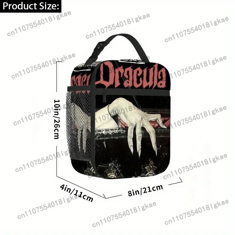 1pc Dracula Gothic Coffin Hand & Vampire Bat Print Thermal Bag - Reusable Portable Cooler for Blood- Non- Items, Dracula-Themed