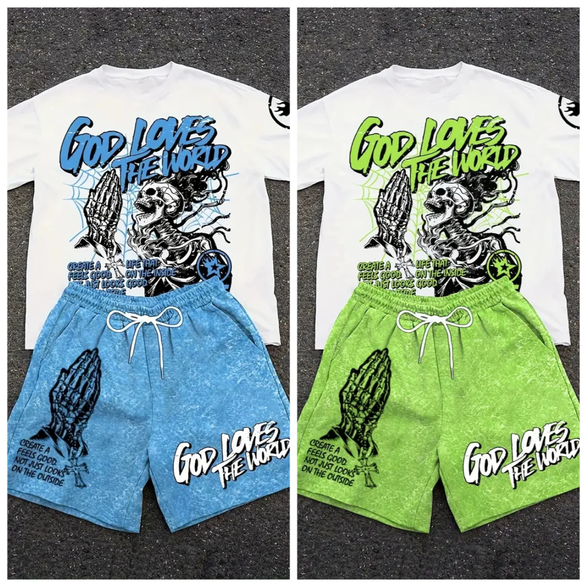 

2025-26 Summer New Best-selling Trend Design Set 3D Printing American Street Breathable Comfortable T-shirt Shorts Set