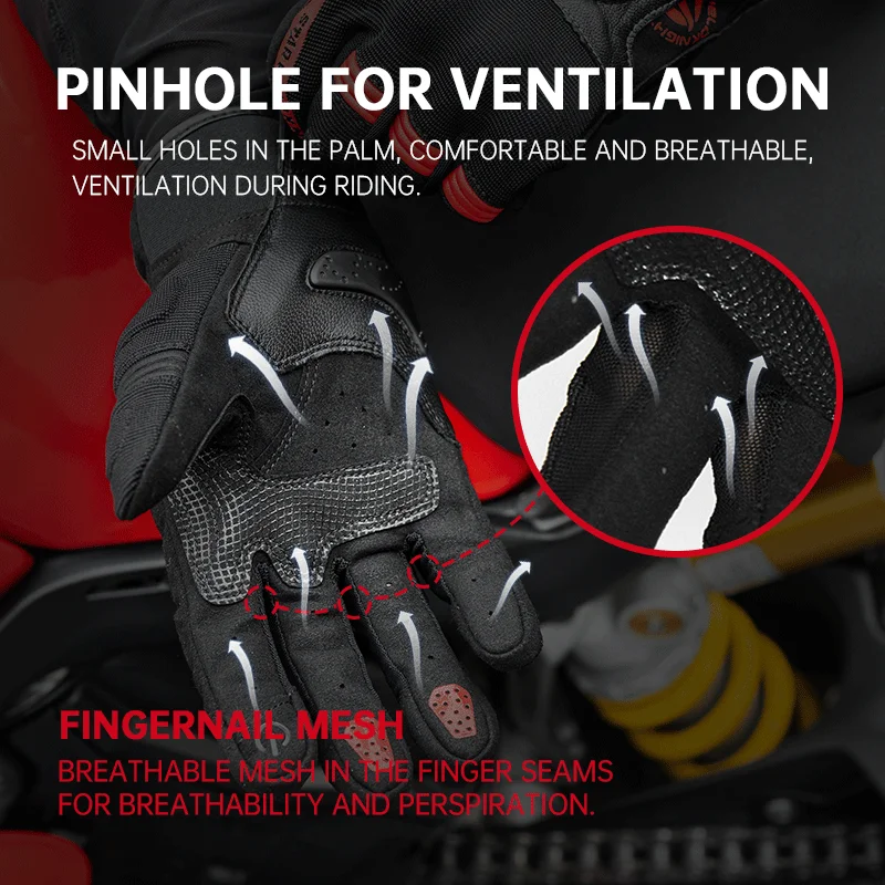 SFK Summer Breathable Motorcycle Gloves Real Goat Leather Palm Non-slip Wear-resistant Joint Protection Race Riding Equipment