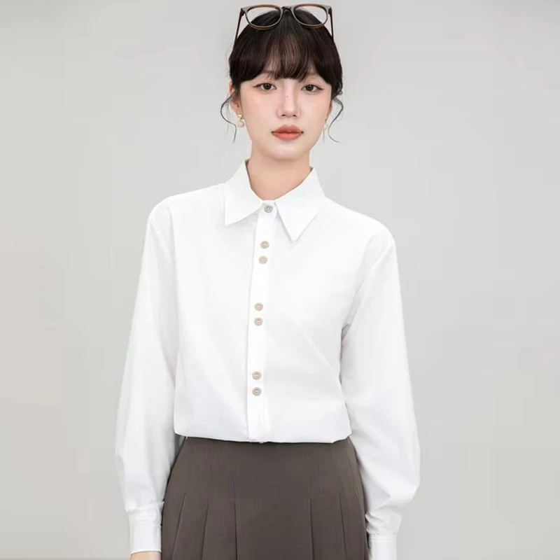 

Women Shirt White Blouses Casual Long Sleeve Office Ladies Profession Slim Fit Tops Elegant Female Clothing