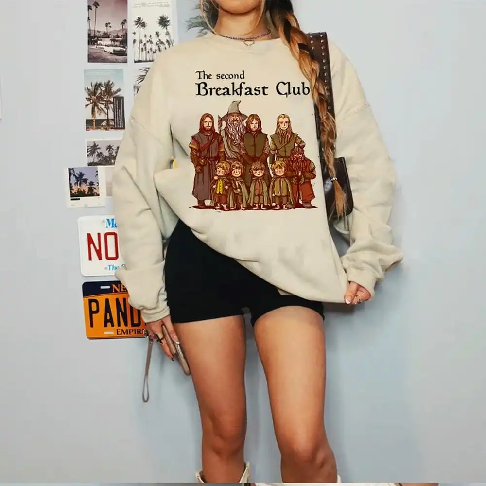 

Vintage The Second Breakfast Club Comfort Shirt Retro Print Short Sleeve Roundneck Shirt 100% Cotton T-shirt For Unisex Y2K Tee
