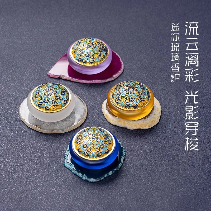 Vintage Liuli Cloisonne Enamel Incense Burner Mini Indoor Tea Ceremony Creative Cone Censer Desktop Aroma Ornament Cross Border