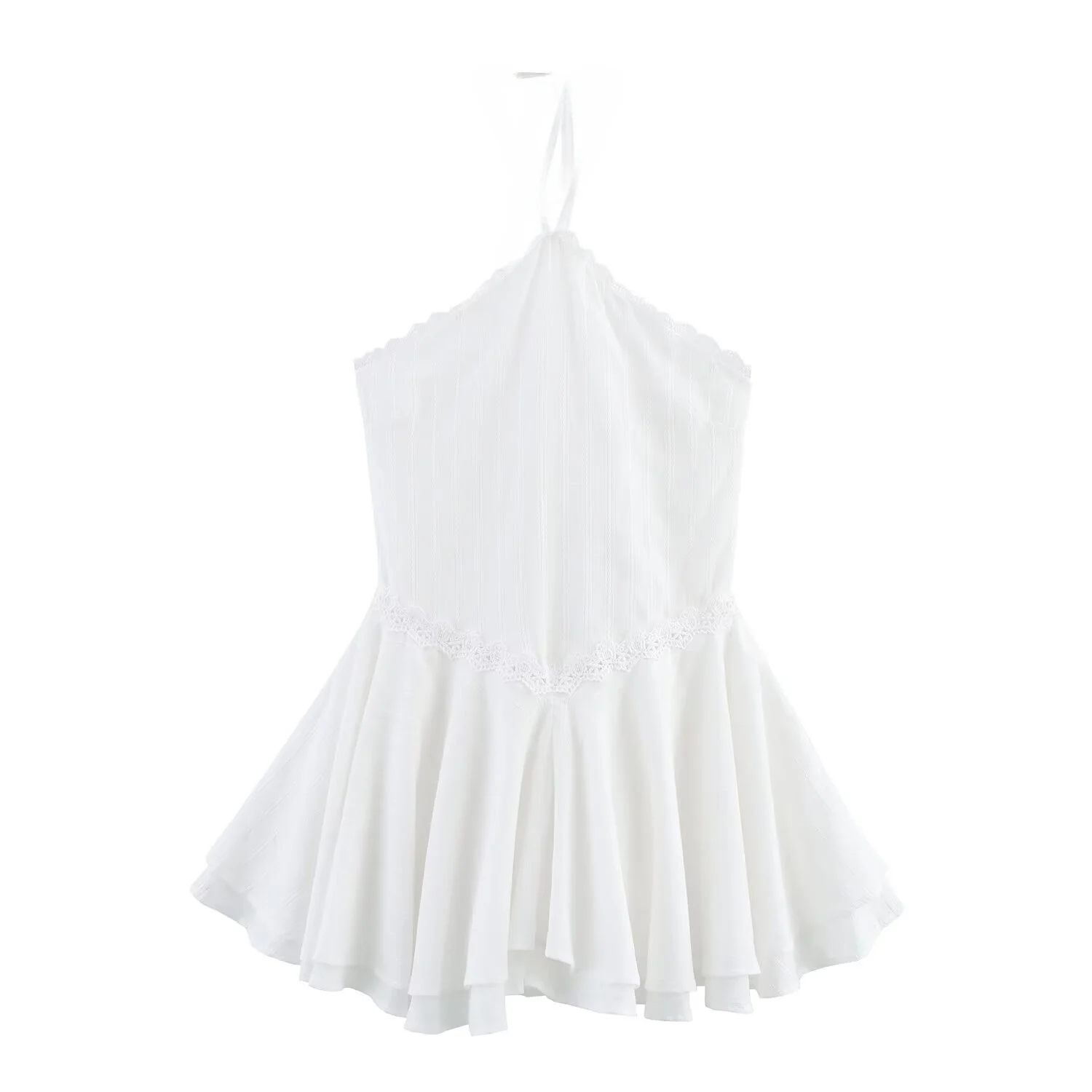 Vestido Curto em Camadas Faion JNLEAOG Primavera Novo Estilo Casual F com Cintura Alta em Fibra de Poliéster com Fec...