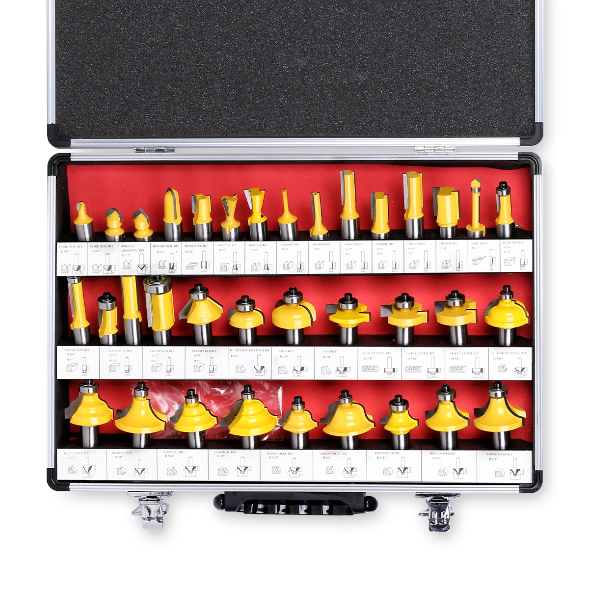 Imagem -06 - Flush Guarnição Router Bits Grupo Madeira Carboneto de Tungstênio Carpintaria Fresadora Conjuntos de Ferramentas Shank 35 Pcs Profissional