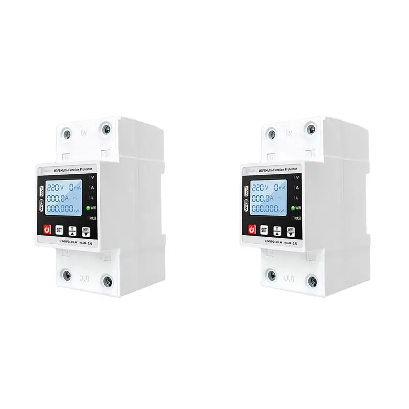 

ABMH-2X 63A Умный Wi-Fi реле-протектор от утечки тока и перенапряжения TUYA с таймером и счетчиком энергии (кВтч)