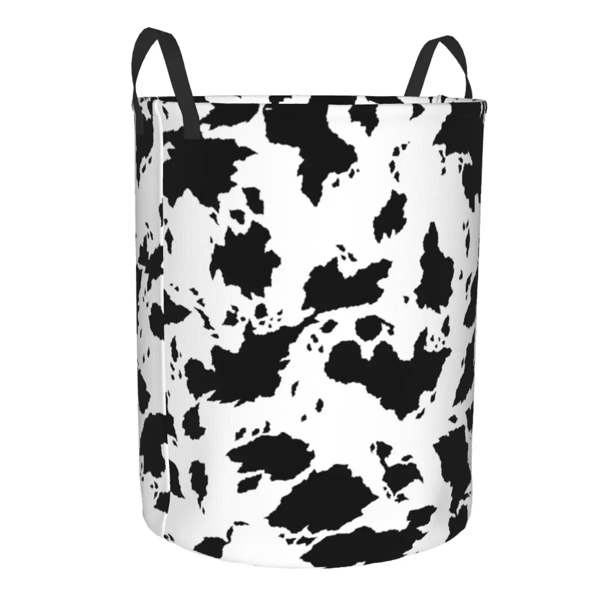 Custom Cow Print Laundry Basket Collapsible Anima Skin Texture Clothes Toy Hamper Storage Bin for Kids Nursery