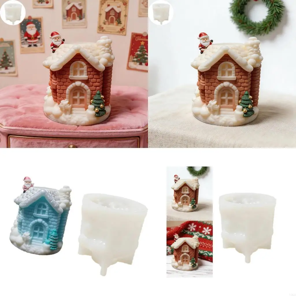 Schneehaus-Kerzenform für Feiertagskerzenprojekte, Weihnachtsmann-Baum-Prägeform 7,5 x 8 für Weihnachtstischdekoration und