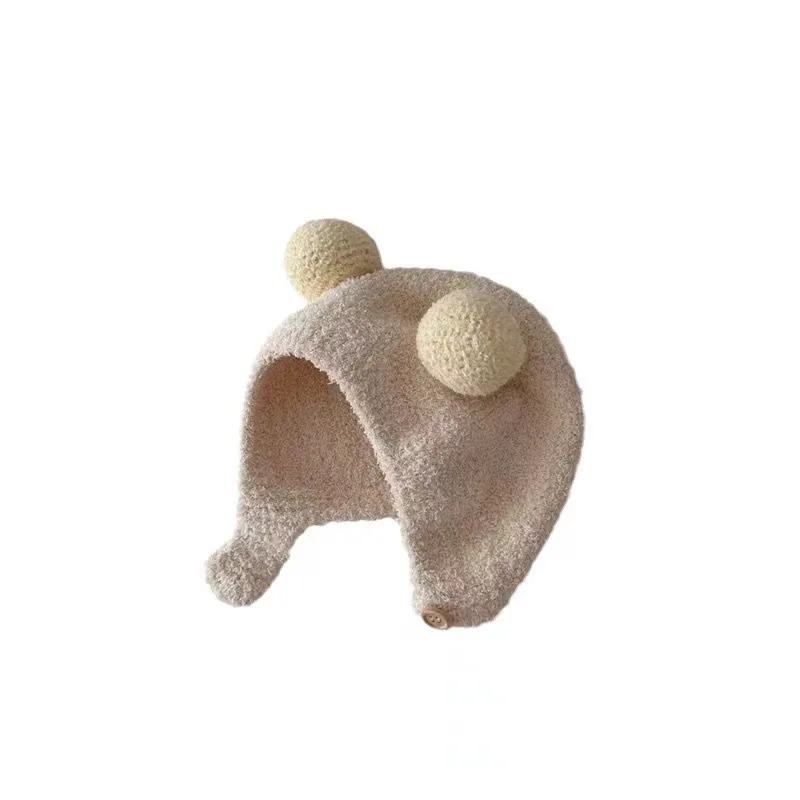 

Autumn Winter New Baby Ear Protector Warmth Cold-proof Hats Comfortable Kids Double Ball Headgear Cartoon Windproof Fashion Caps