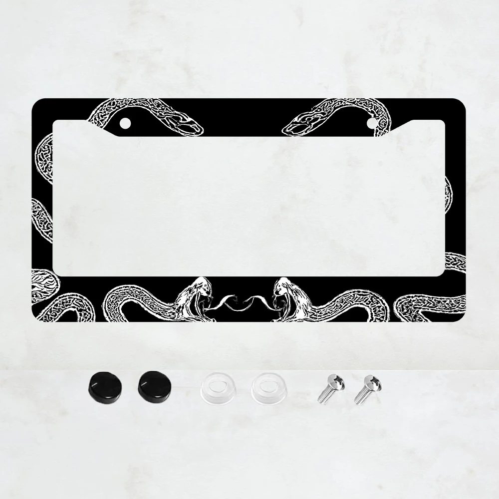 

1 шт. рамка для номерного знака с 2 отверстиями и дизайном в виде змеи, черно-белая, алюминиевая, 6x12 дюймов, в комплекте с винтами, стандартный размер США.