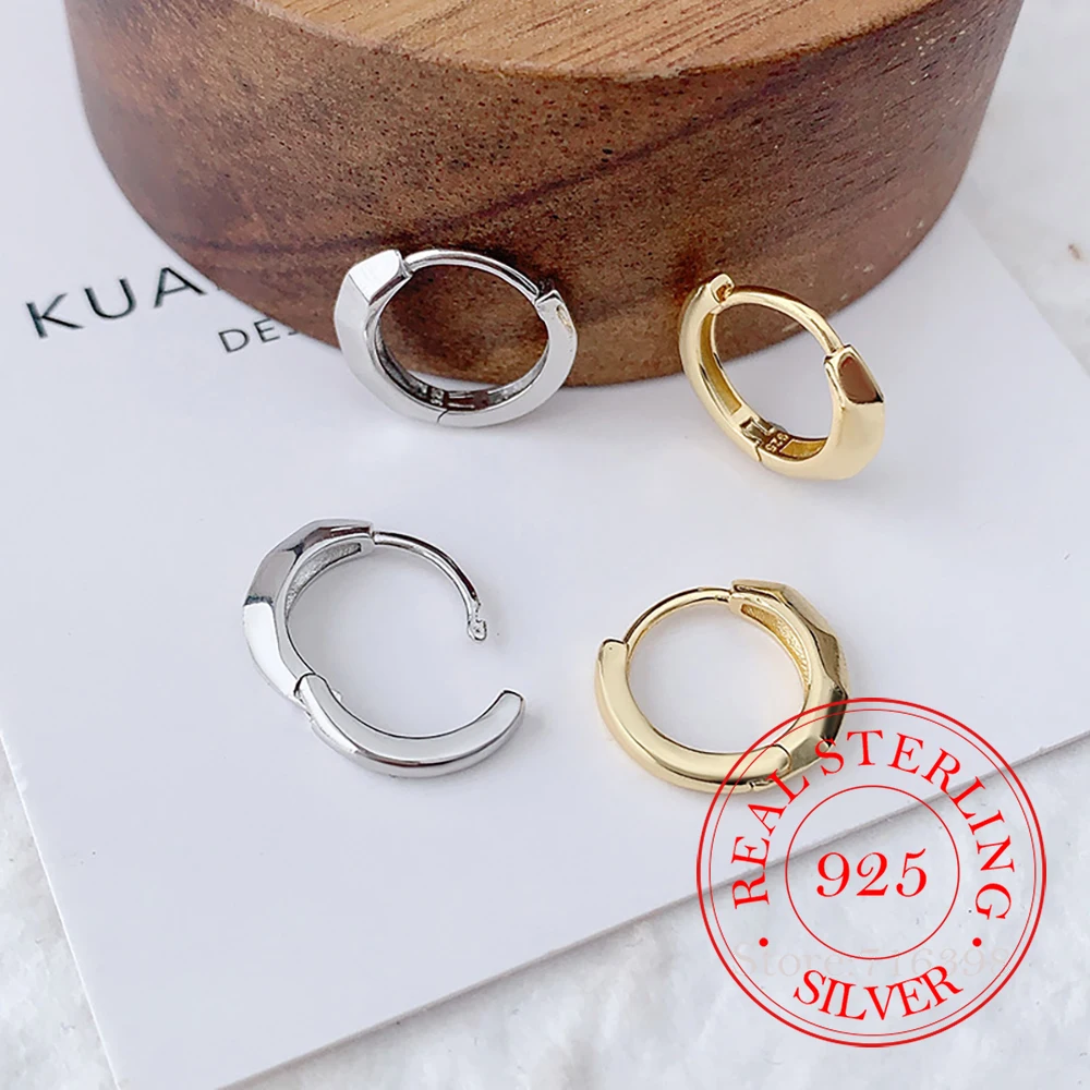 

925 Sterling Silver Simple Vintage Rhombic Hoop Earrings for Women Hypoallergenic Fashion Jewelry Wedding Party Gift