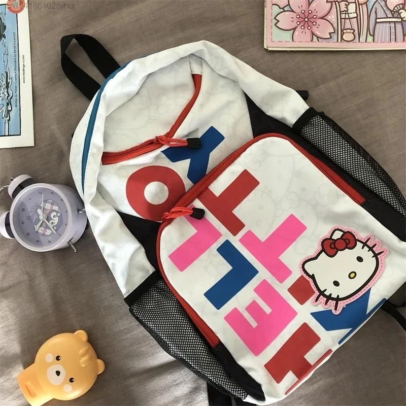 Sanrio Hello Kitty plecak dla kobiet Kawaii Anime Cartoon list duża pojemność podróży męski plecak estetyczny tornister