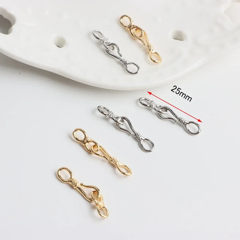 18K Copper-plated Gold 8-character Button S-shaped Connecting Buckle Two-piece Set Bracelet Buckle DIY Hook Jewelry Accessories