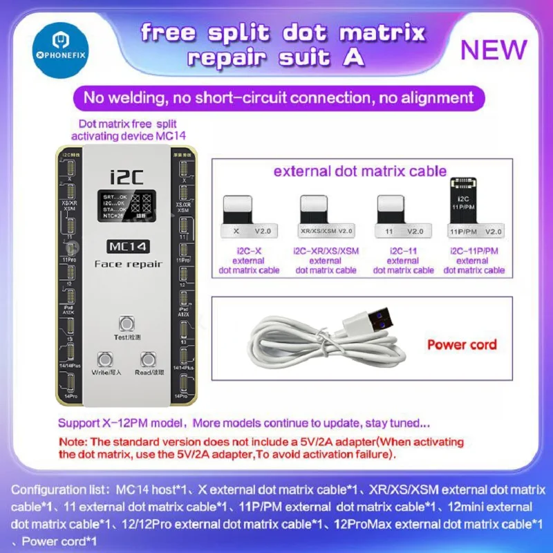 เครื่องมือซ่อมแซมดอทเมตริกส์ i2C MC14สายเฟล็กซ์แบบไม่สามารถถอดออกได้สำหรับ iPhone X - 14 Pro iPad Pro 3 4ไม่ต้องซ่อมรอยด์บนใบหน้าด้วยการบัดกรี