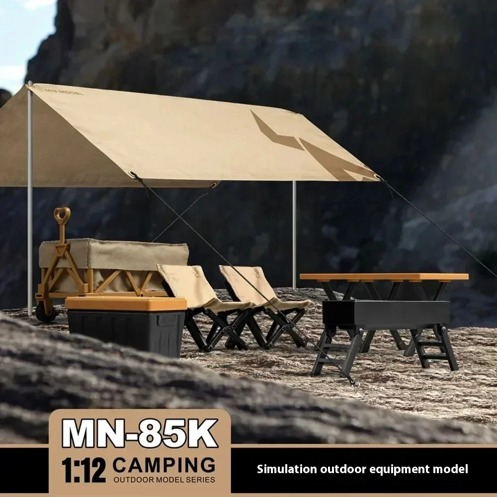 New 1/12 Rc Car Mn85k Simulation Outdoor Sunshade Camping Tent Sand Ladder Table And Chair Camping Set Diy Children's Gift