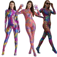 Women Shiny Metallic Leopard Snakeskin Zentai Bodysuit High Stretch Lycra Sexy Cosplay Costume Yoga Swimwear - Image 4