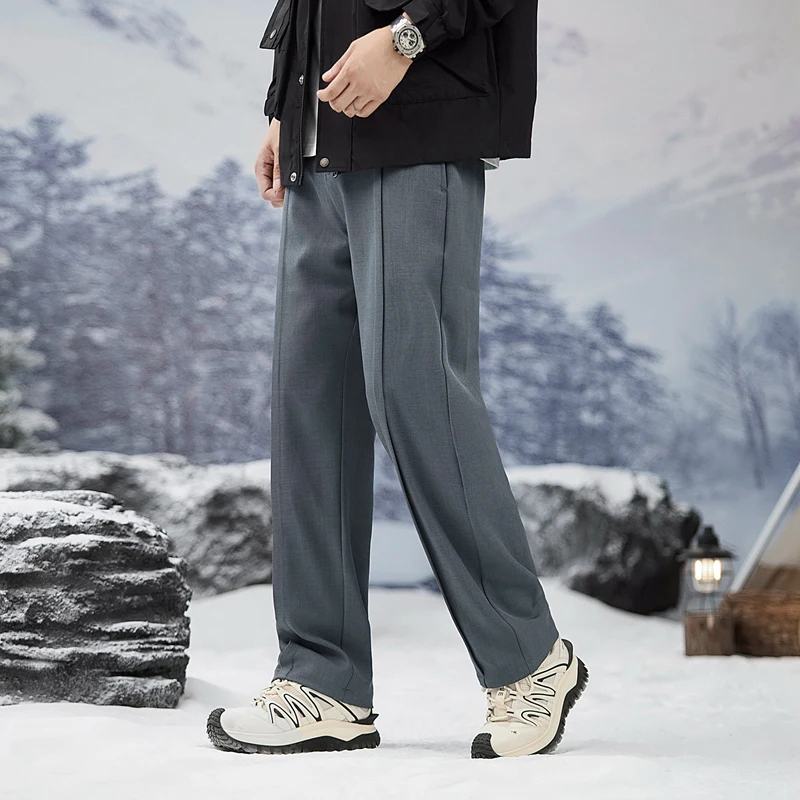 2024 New Autumn Casual Suit Pants  Korean Men\'s Pants Straight Loose Sweatpants Soft Wide Leg Long Baggy Business Trousers