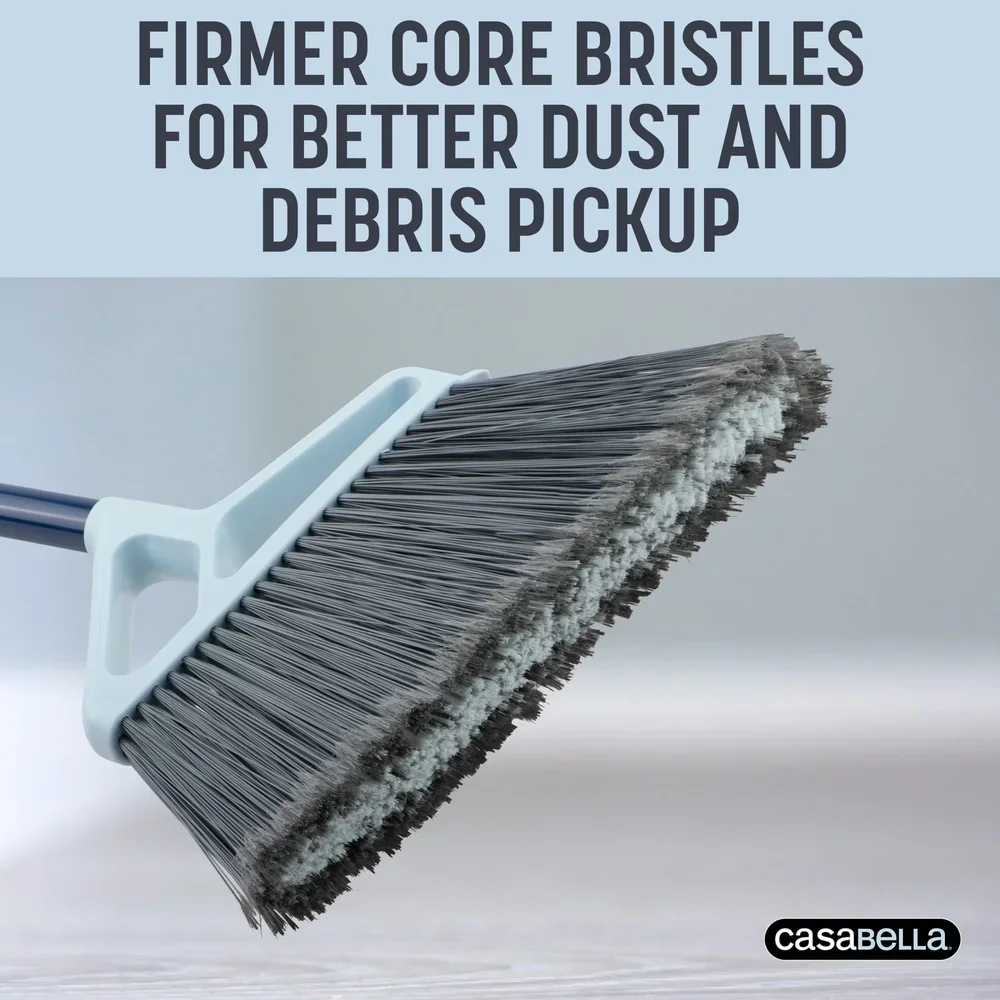 مكنسة باور كور مع مجرفة، مكشطة مطاطية متكاملة، مقبض طويل، تنظيف فعال، شعيرات متينة لإزالة شعر الحيوانات الأليفة