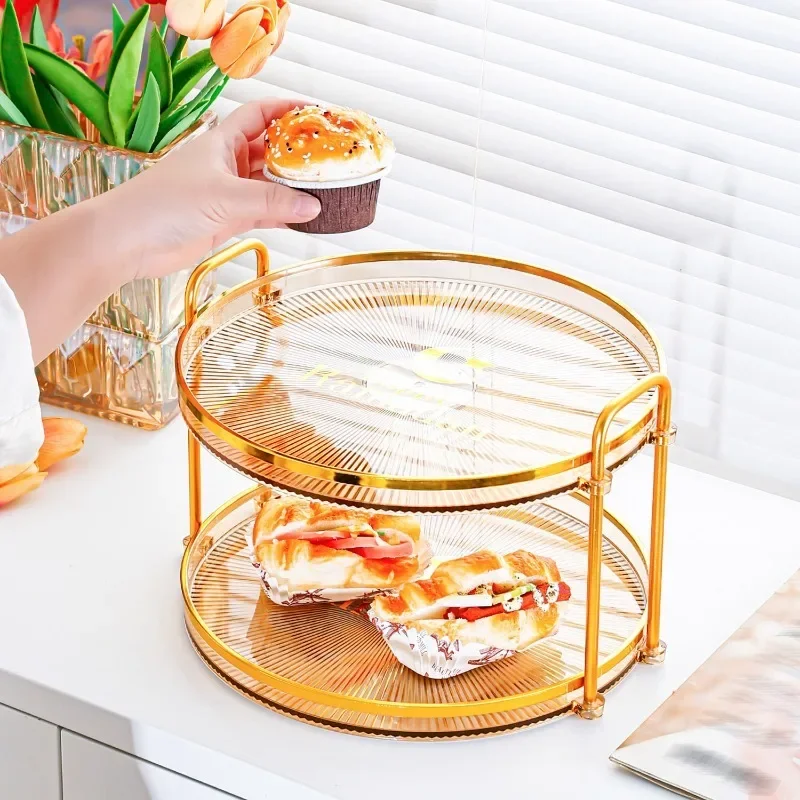 

Light Luxury Fruit Plate Home Living Room Multi-Layer New Style Candy Plate Cake Tray Premium Snack Display Stand