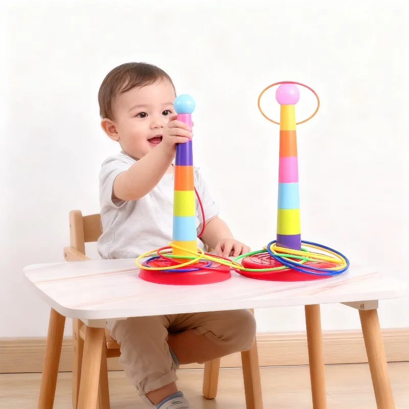 Jeu de cercle de lancer pour bébé, jouet à empiler en boucle, Interaction Parent-enfant en intérieur et en extérieur, jouet d'éducation précoce pour bébé, capacité de réflexion