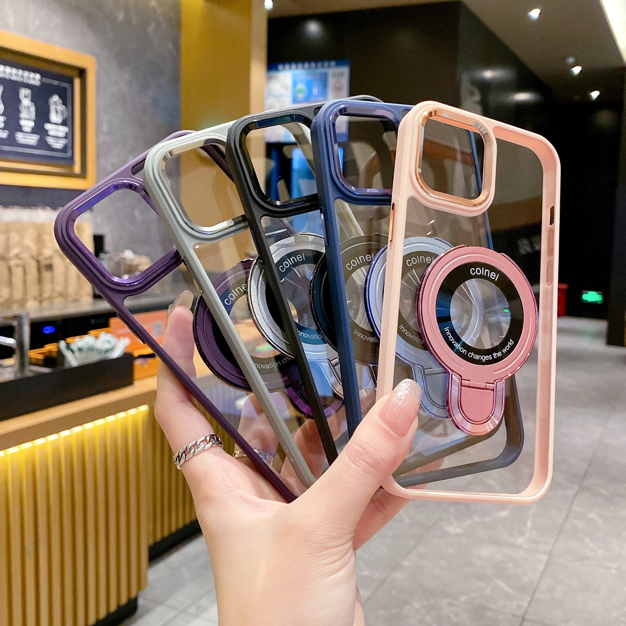 Xuanjia two-in-one soft and hard combination mobile phone case independent metal button metal lens magnetic bracket