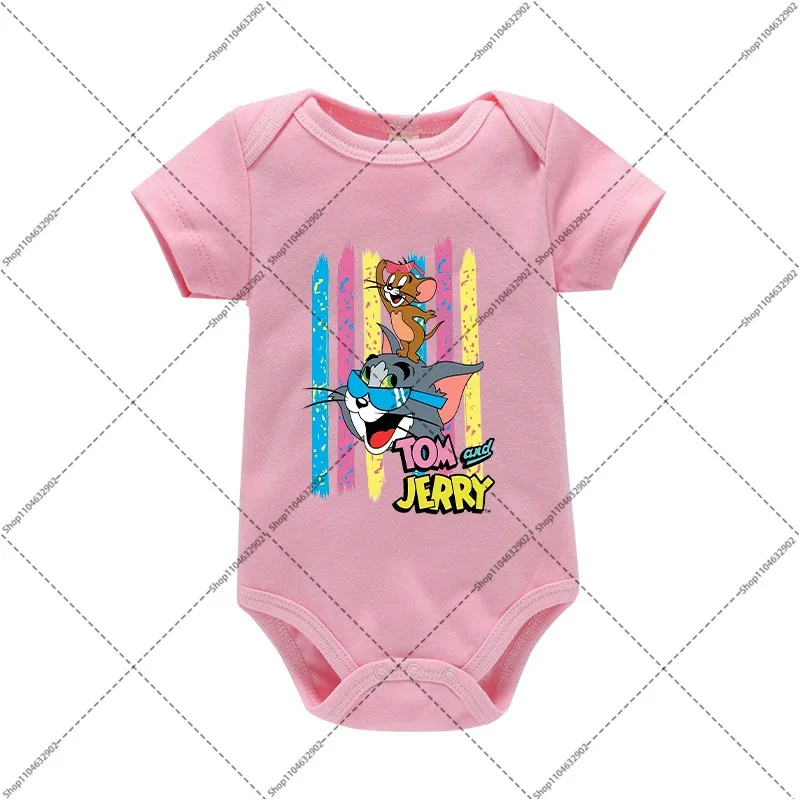 Tom and Jerry Romper Cartoon Anime Pattern Printed Comfortable Bodysuits Crawl Clothing Unisex Summer Clothes Party Gifts New
