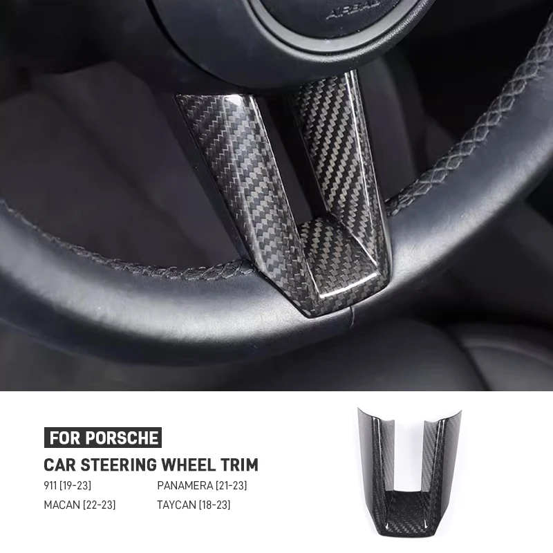 

Car Carbon Fiber Steering Wheel U-shaped Trim Interior Decoration Frame Sticker For Porsche 911 Macan Panamera Taycan 2019-2023