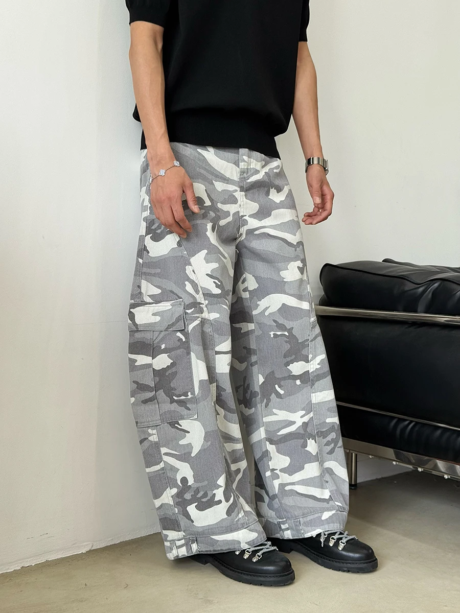 

BurnBro American Retro Knife Wide Leg Jeans Casual Loose Fit Long Trousers ex Straight Leg Denim Pants for Youth