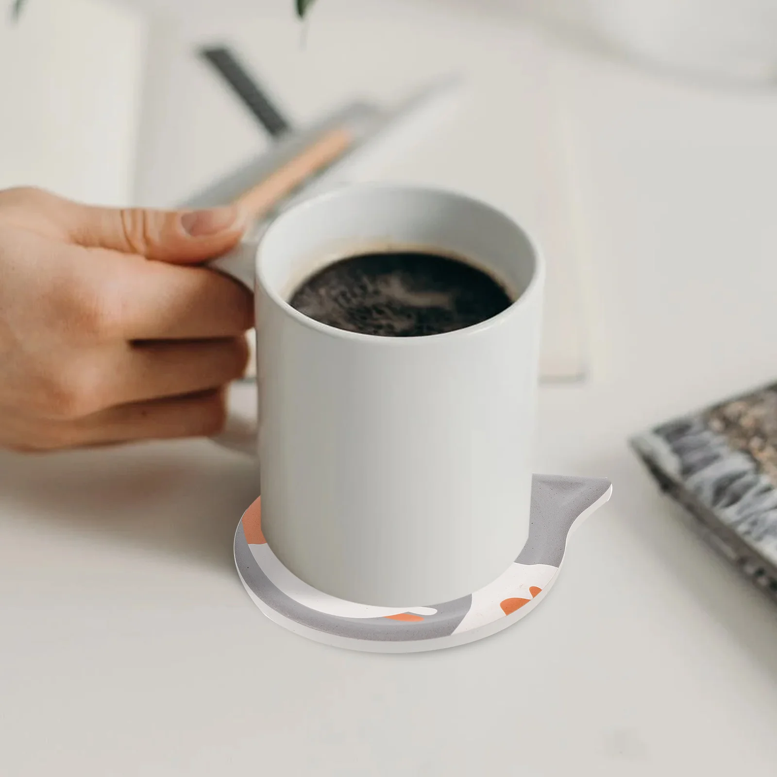 

6pcs Cat Ceramic Cup Pads Kawaii Design Water Absorbing For Coffee Table Kitchen Desk Decor Ceramic Coasters Gift