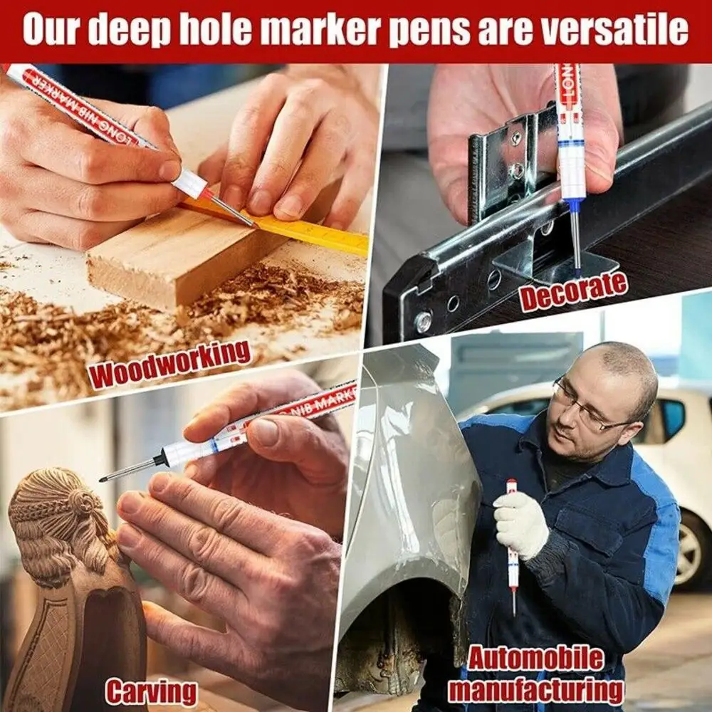 1pc Long Head Marker Carpentry Pen Deep Mouth Tile Marker Pen Extended Special Oily Marker Bathroom Installation Pen