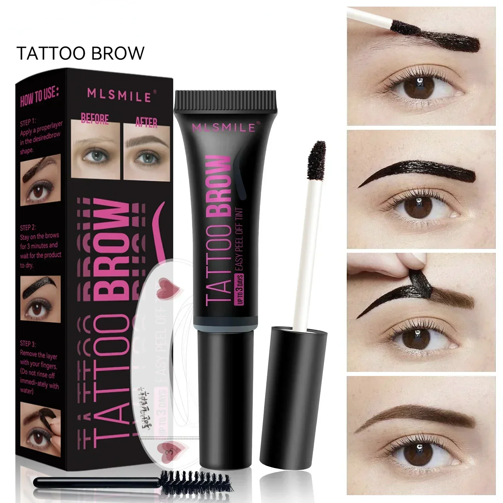 Waterproof Tearing Eyebrow Gel Semi-Permanent Long Last Black Brown Brow Tattoo Tint Peel Off Dye Eyebrow Cream Beauty Cosmetics