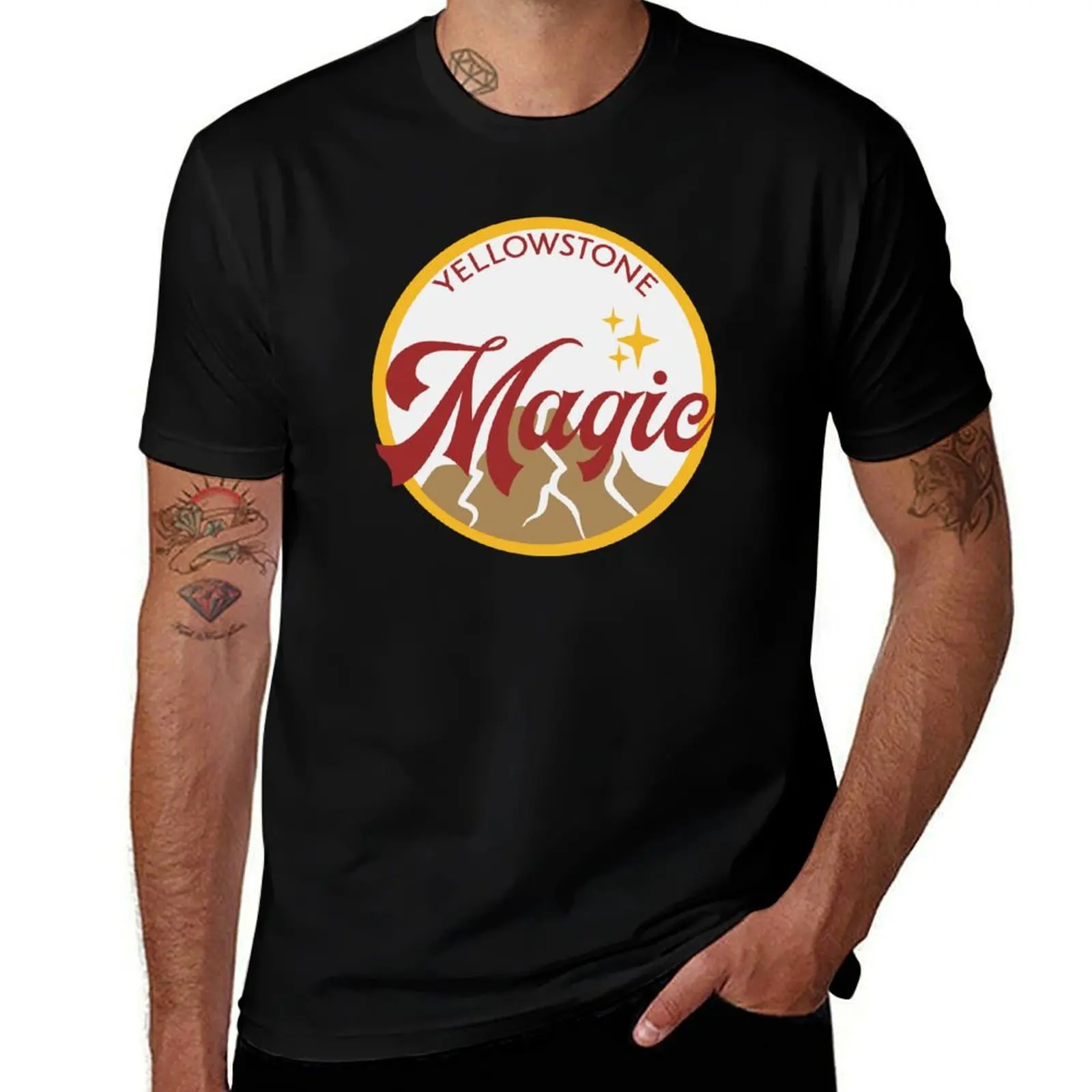 Yellowstone Magic Logo T-Shirt Casual Loose Short Sleeve Tee for Men T-Shirt