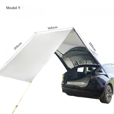 For Tesla Model Y Camping Tent Kit Waterproof Tailgate Shade Awning Anti-Tear Car Rear Extension for Outdoor Adventures