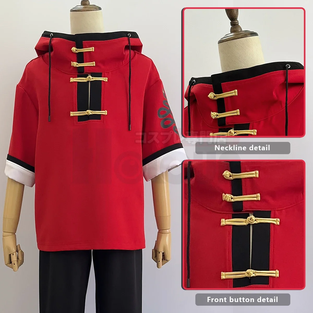 Cosplay Gokurakugai Manga Anime Alma Cosplay Costume Wig Red Hoodie Black Pants Casual Daily Wearing Rose Net Halloween Christma