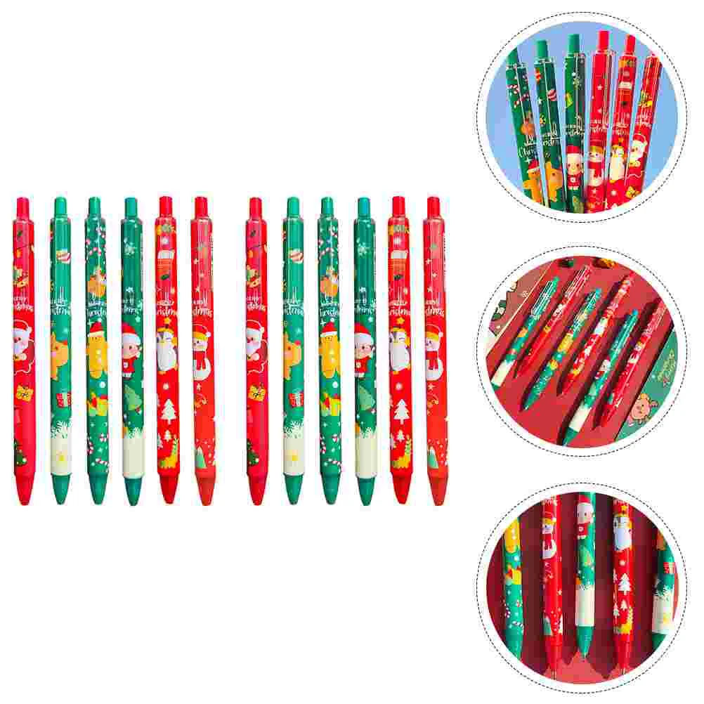 

12 Pcs Pink Pen Christmas Adorable Stationary Cartoon Gel Creative Themed Students