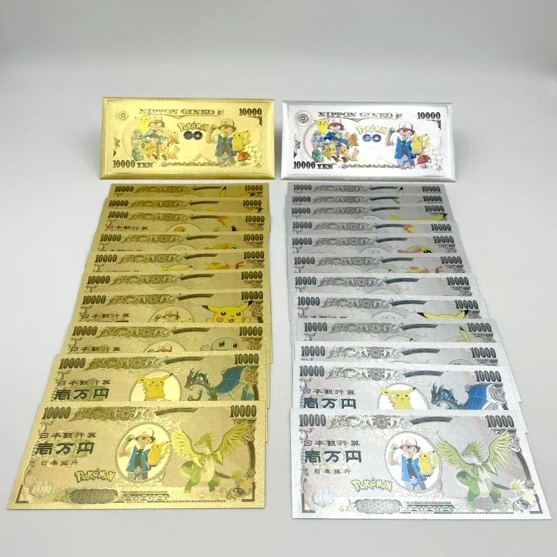 Pokemon Letters Metal Cards Pokémon Commemorative Gold Collection Coins Money Pikachu Playing Game Card Children Kids Toy Gift