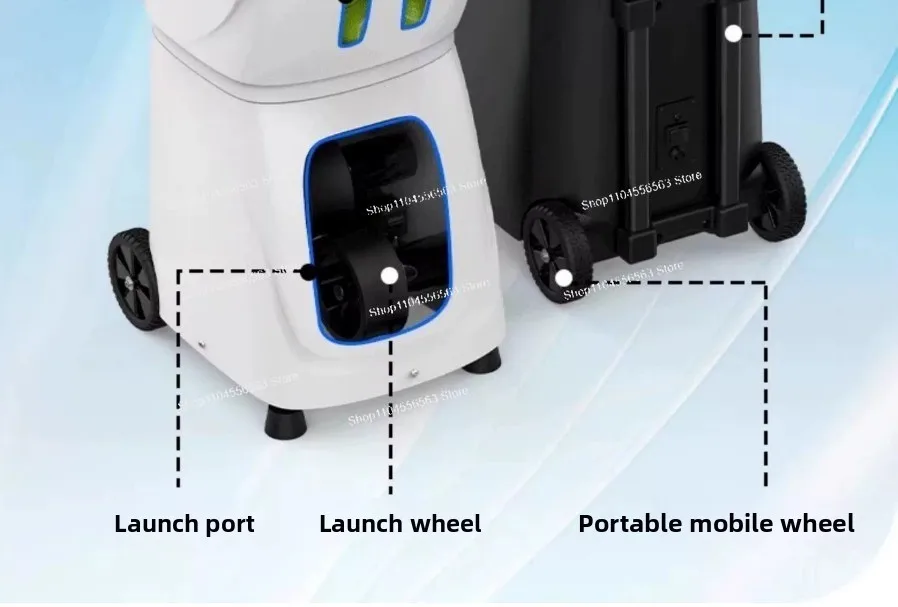High-capacity, remotely controllable, self-assembled training tennis ball machine