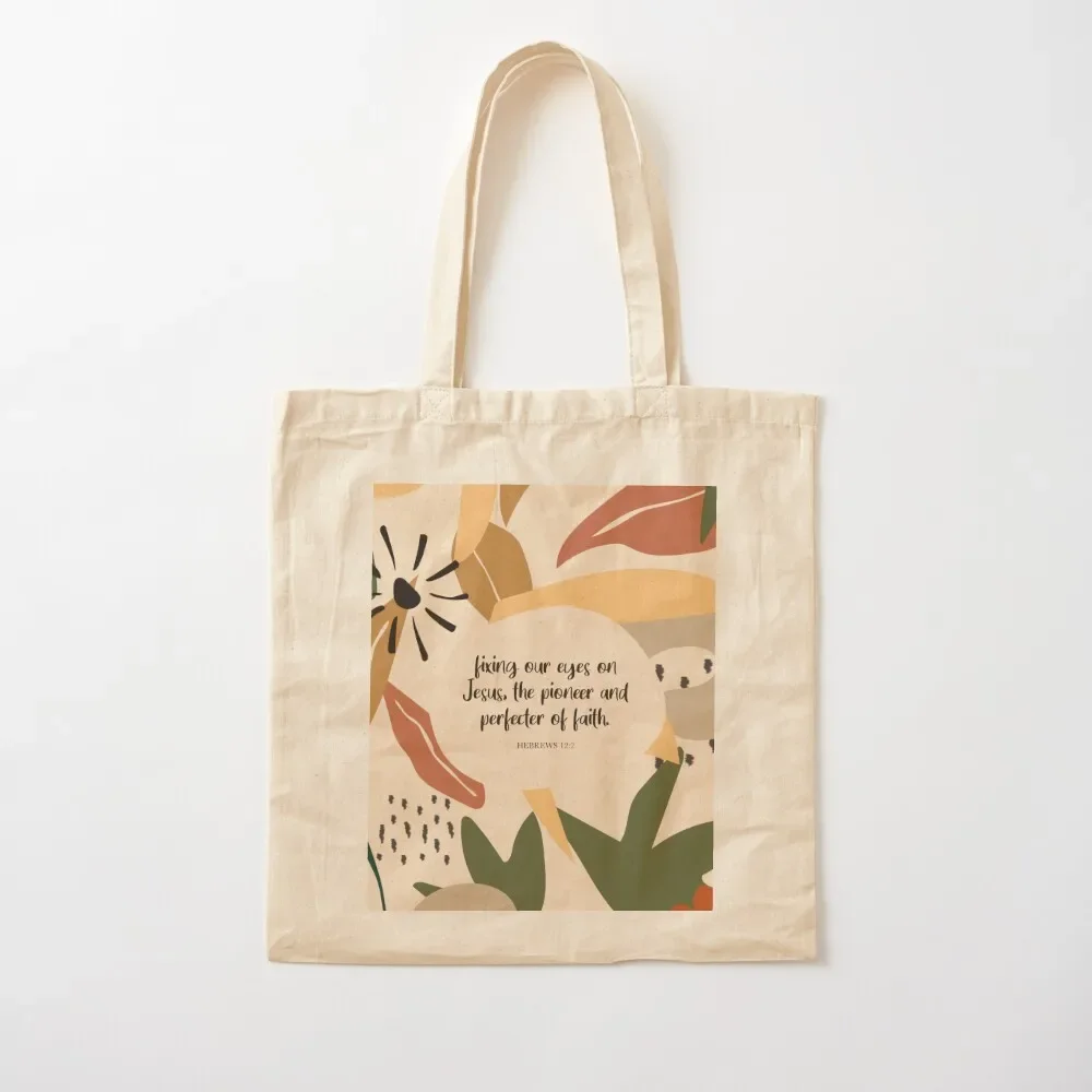تحديد عينينا على يسوع ورائد وأداء الإيمان. - العبراني 12:2 حقيبة حمل حقائب قماش أكياس قابلة لإعادة الاستخدام