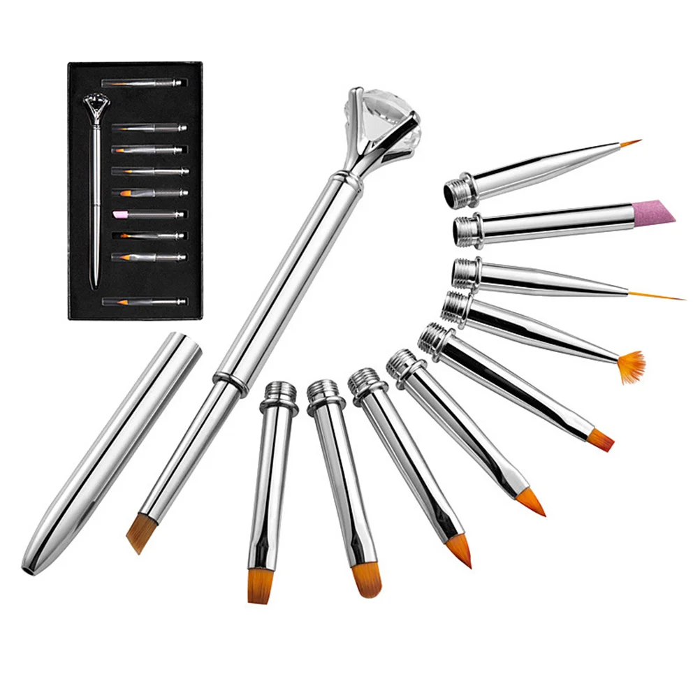 

10Pcs Professional Nail Art Brush Pen Set Replaceable Tips for Painting Design Patterns with Uv Gel Acrylic Nail Art Pen