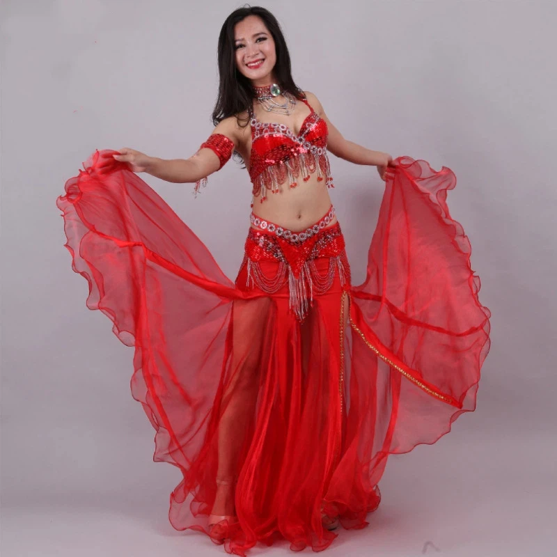 Female Adult Belly Dance Costume Bead Embroidery Five Piece Set Stage Performance Costume Indian Dance Costume Dance Skirt