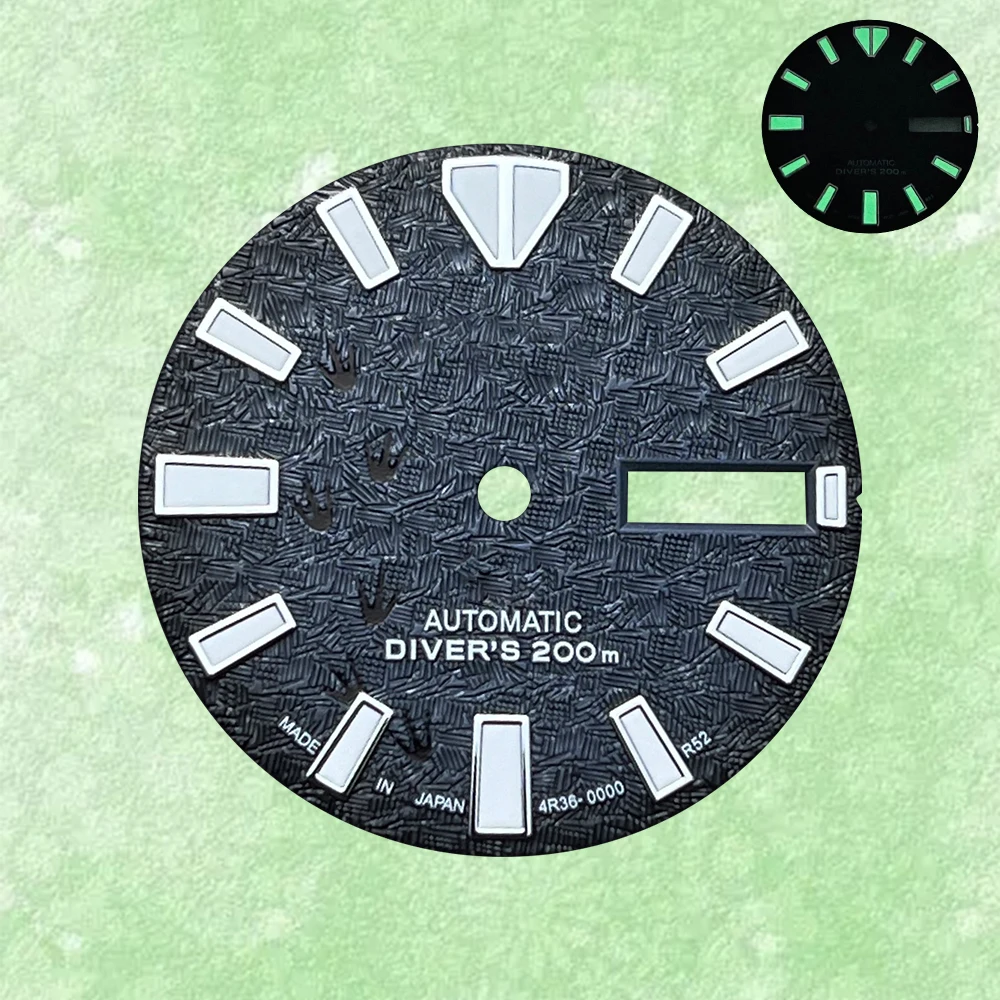 Esfera de 28,5mm adecuada para logotipo NH35/NH36 S, movimiento automático, accesorios de modificación de reloj luminoso verde